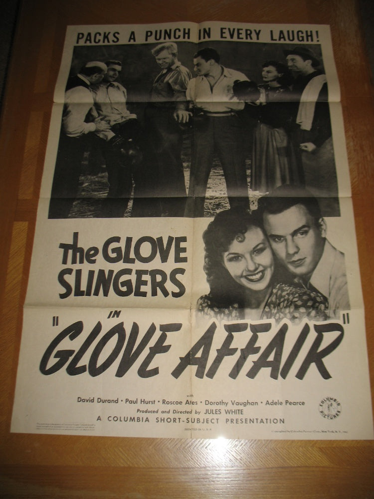 1941 The Glove Slingers in "Glove Affair" - Rarer Vintage Boxing Movie Poster 28x41