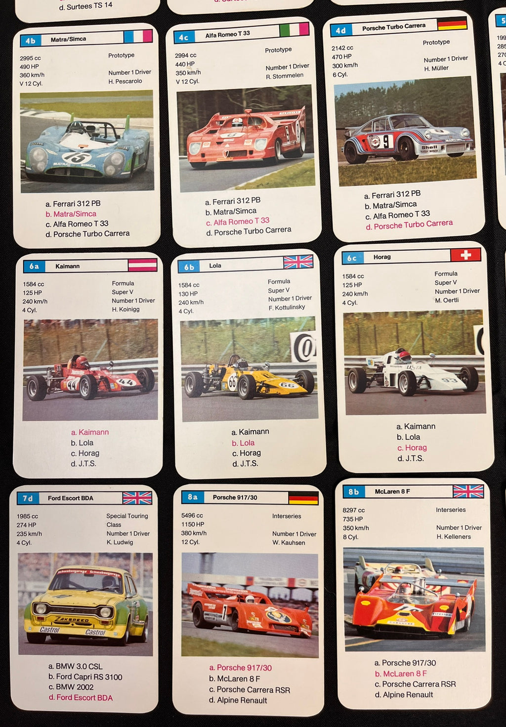 1975 Dubreq F1 RACING CARS Top-Trumps Complete Set (32+) Graham Hill, Emerson Fittipaldi, Jacky Ickx, Clay Regazzoni