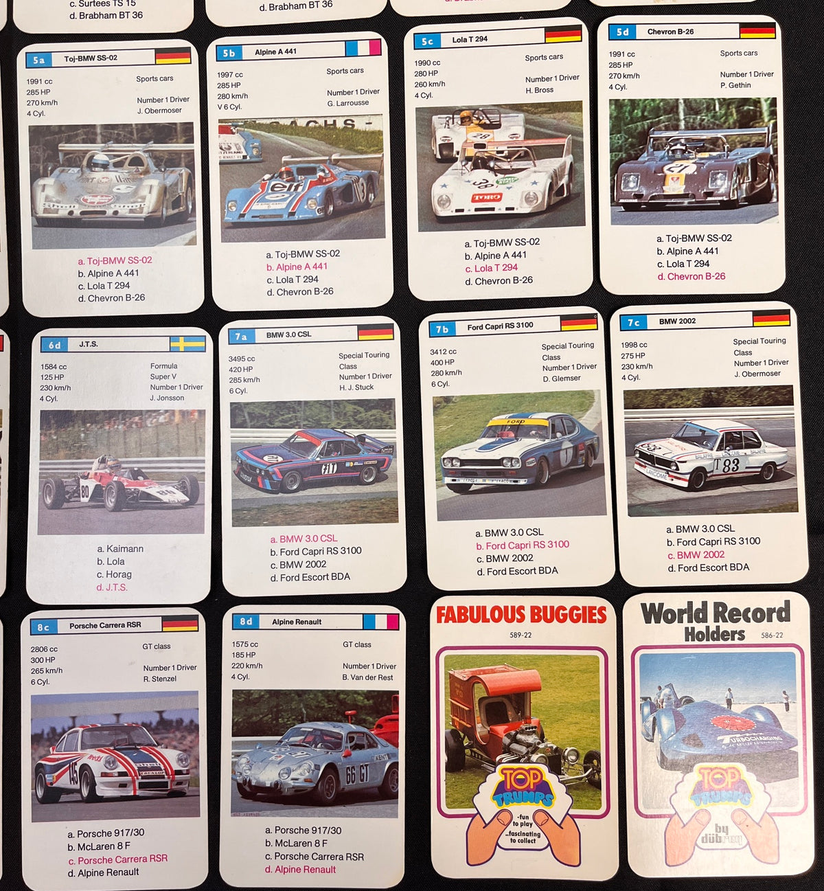 1975 Dubreq F1 RACING CARS Top-Trumps Complete Set (32+) Graham Hill, Emerson Fittipaldi, Jacky Ickx, Clay Regazzoni