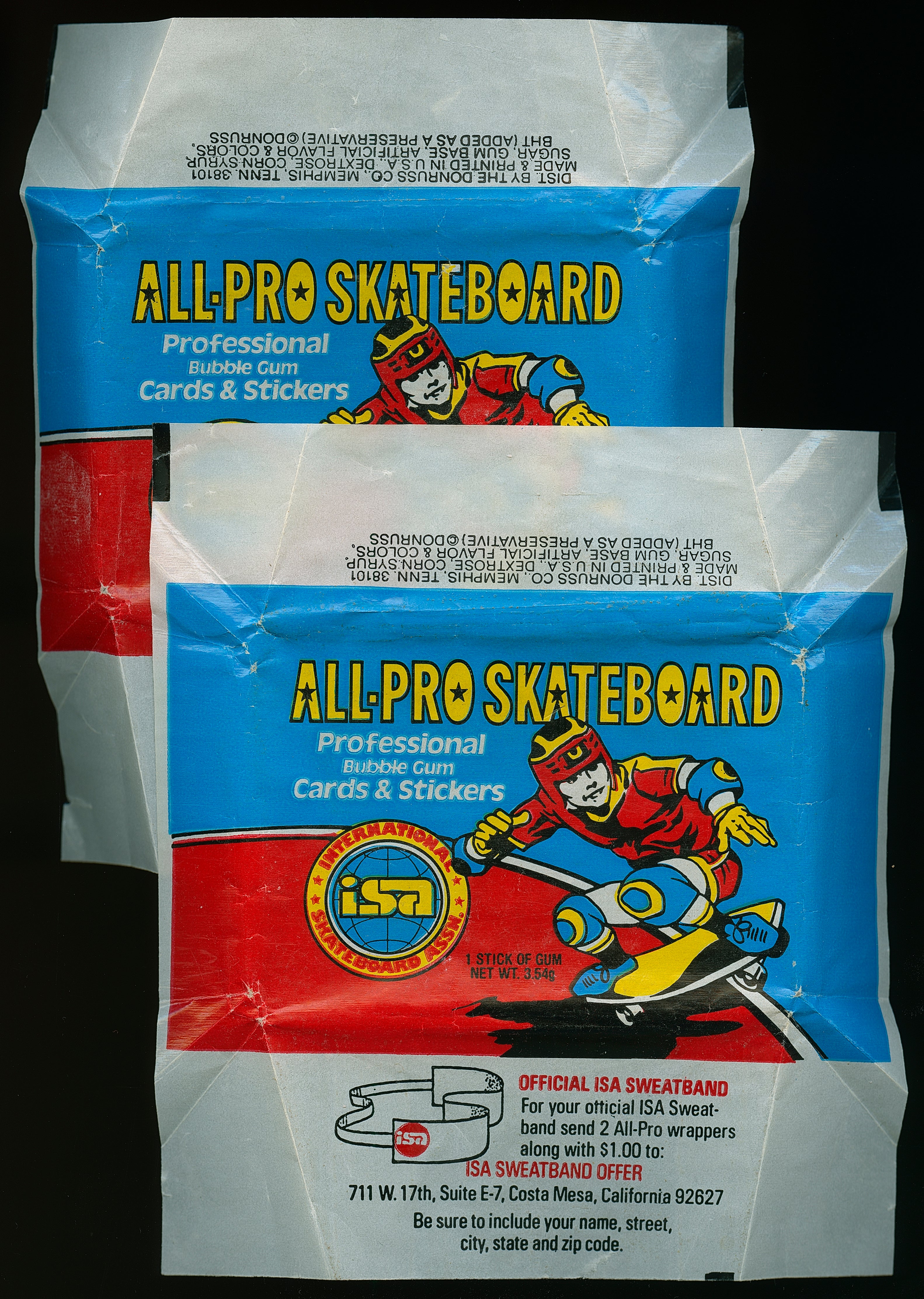 1978 Donruss ALL-PRO SKATEBOARD Lot of (2) Wax Wrappers