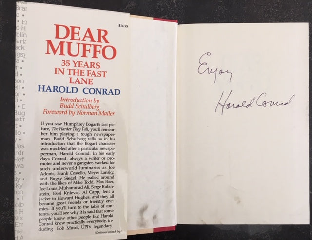 1982 HAROLD CONRAD (1910-1991) Signed Book "DEAR MUFFO" - Boxing Promoter, Press Agent, Manager and Writer