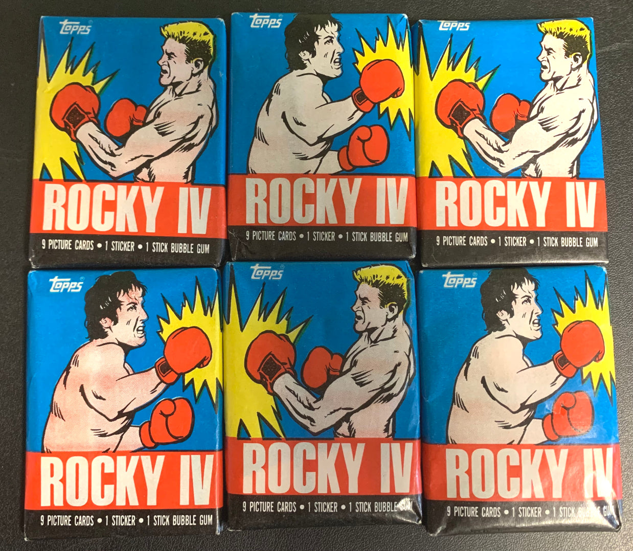 1985 Topps ROCKY IV Boxing Cards Unopened Lot of (6) Wax Packs ROCKY vs. DRAGO