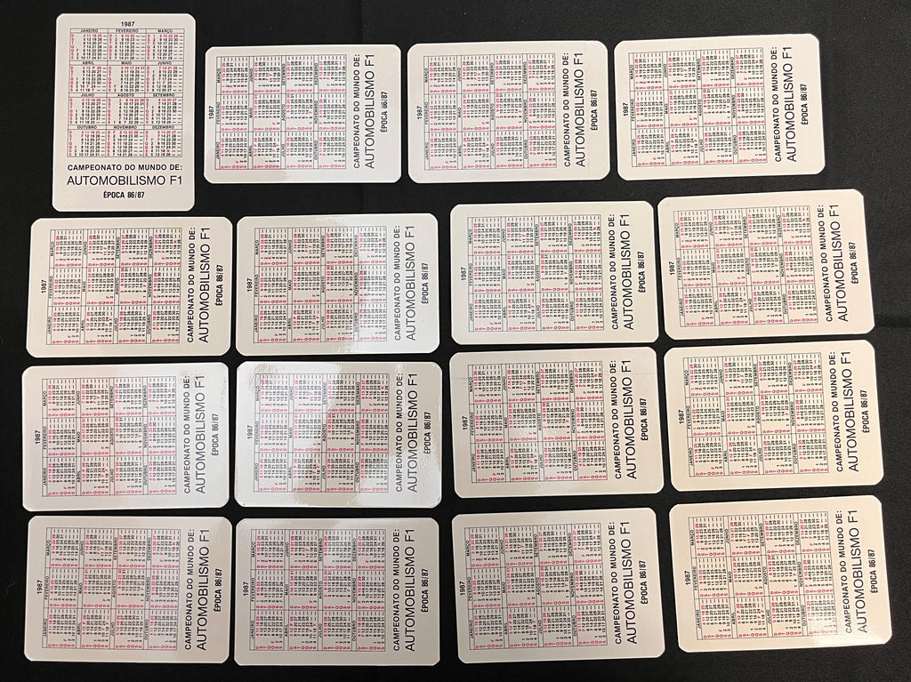1986 FORMULA 1 Complete Card Set (16) Portugal AYRTON SENNA, ALAIN PROST, NIGEL MANSELL ++++