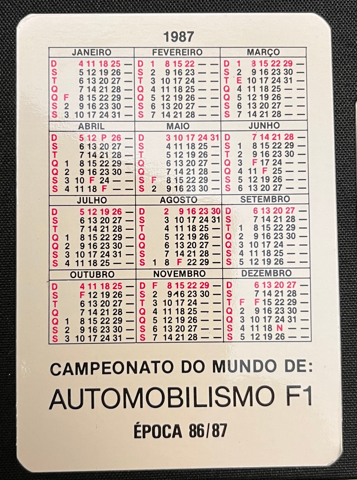 1986 FORMULA 1 Complete Card Set (16) Portugal AYRTON SENNA, ALAIN PROST, NIGEL MANSELL ++++