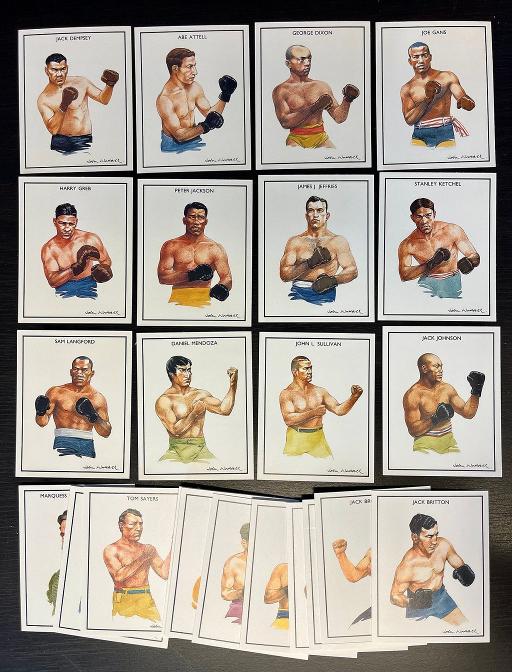 1991 Ideal Albums BOXING GREATS Complete Set (25) Cards JACK JOHNSON, JACK DEMPSEY, SAM LANGFORD +++