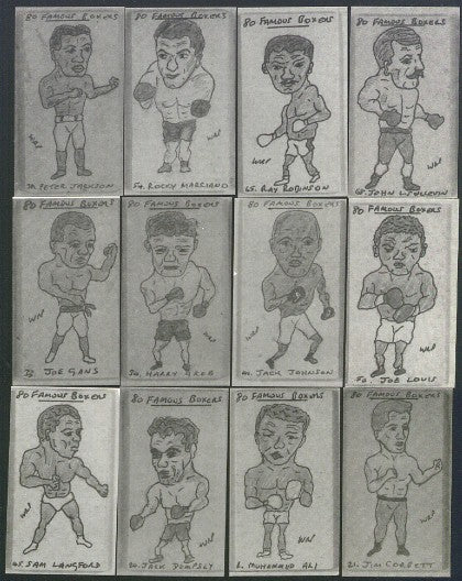 1992 Priddy Antiques Boxing Cards - Complete Set (80) of "Famous Boxers"