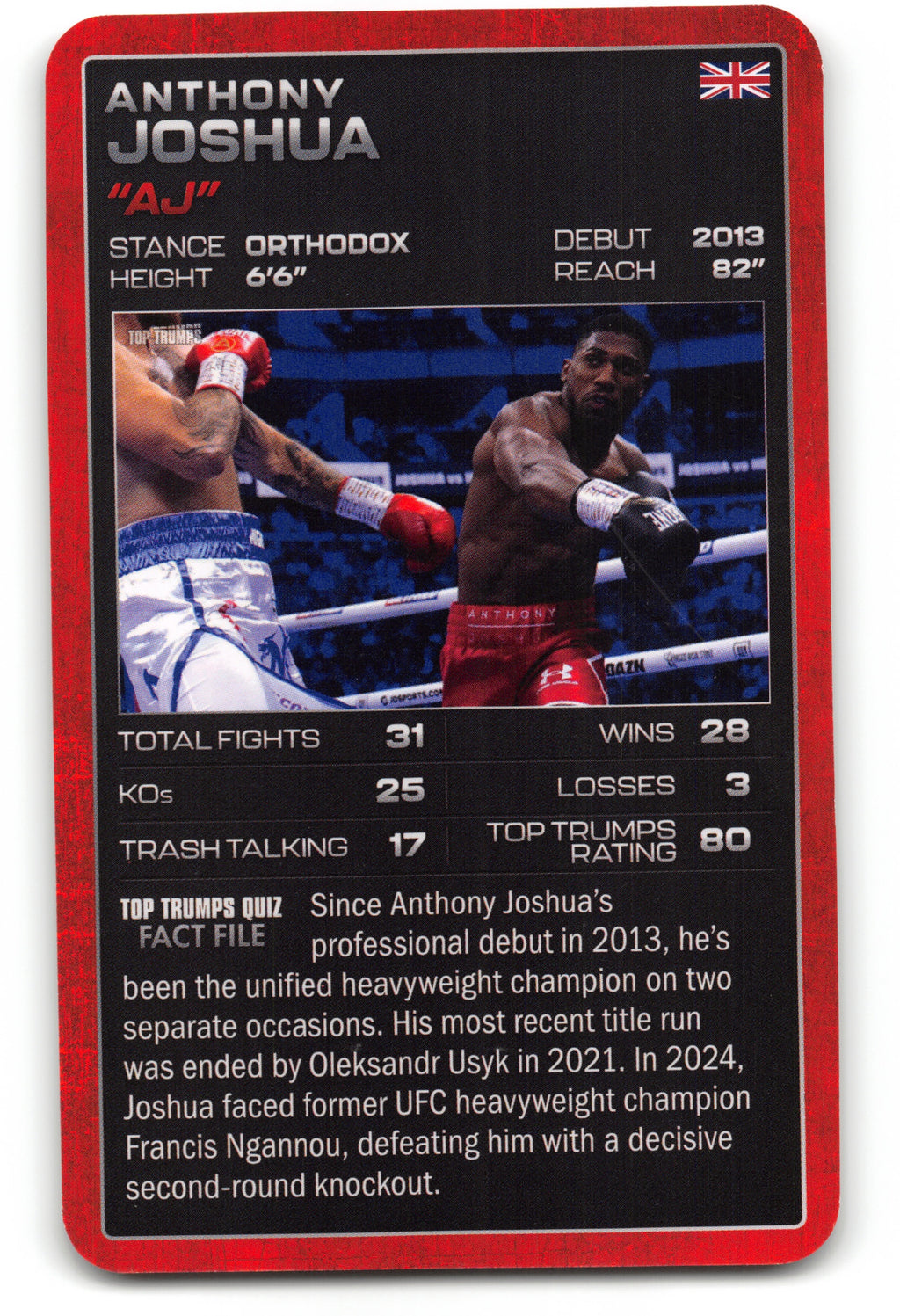 ANTHONY JOSHUA 2024 Top Trumps Boxing Card BOXING ICONS "AJ"