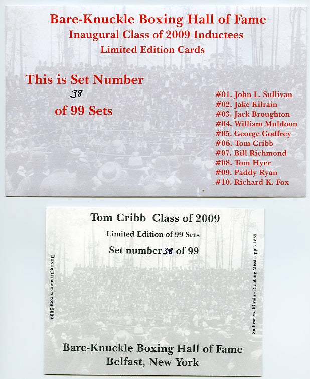 2009 Boxing Cards BARE-KNUCKLE BOXING HALL OF FAME Inaugural Limited Edition Complete Set of 10 Cards
