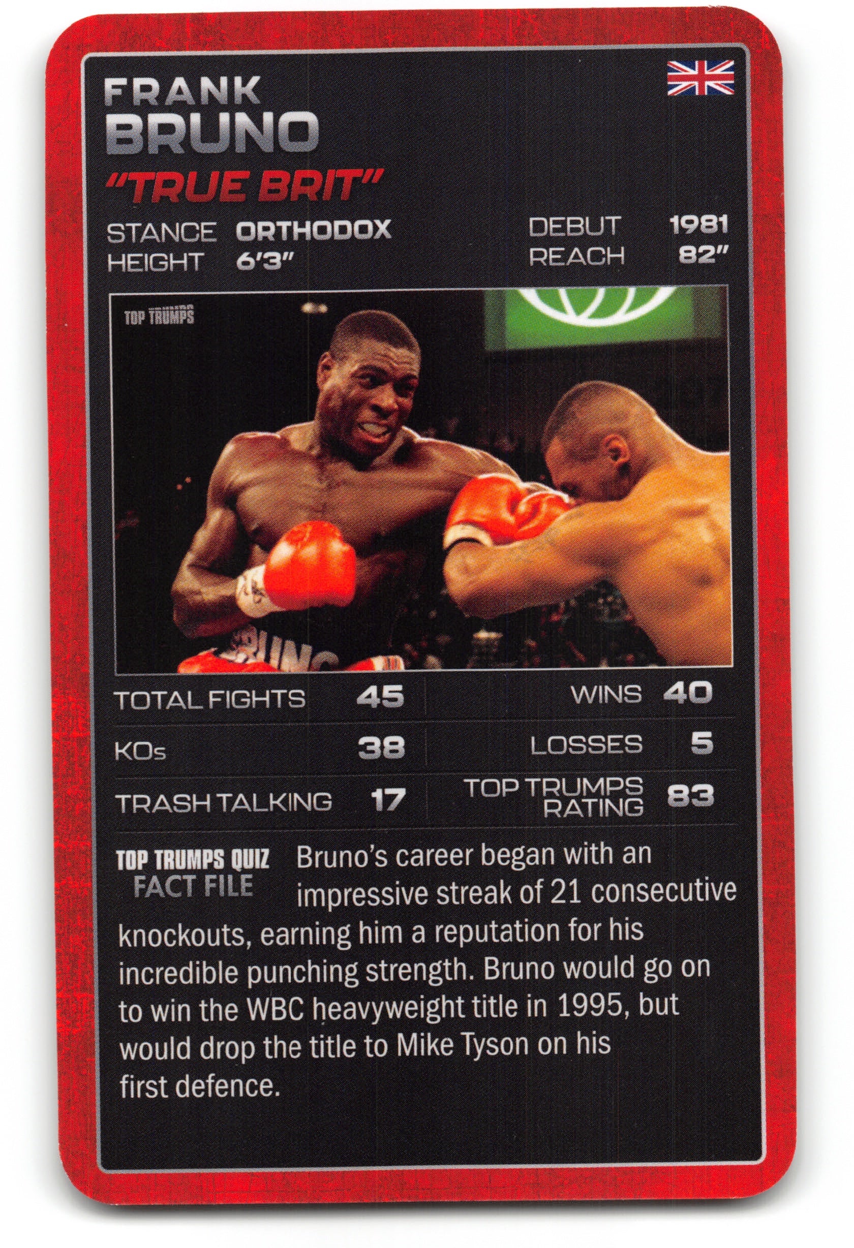 FRANK BRUNO 2024 Top Trumps Boxing Card BOXING ICONS "True Brit"