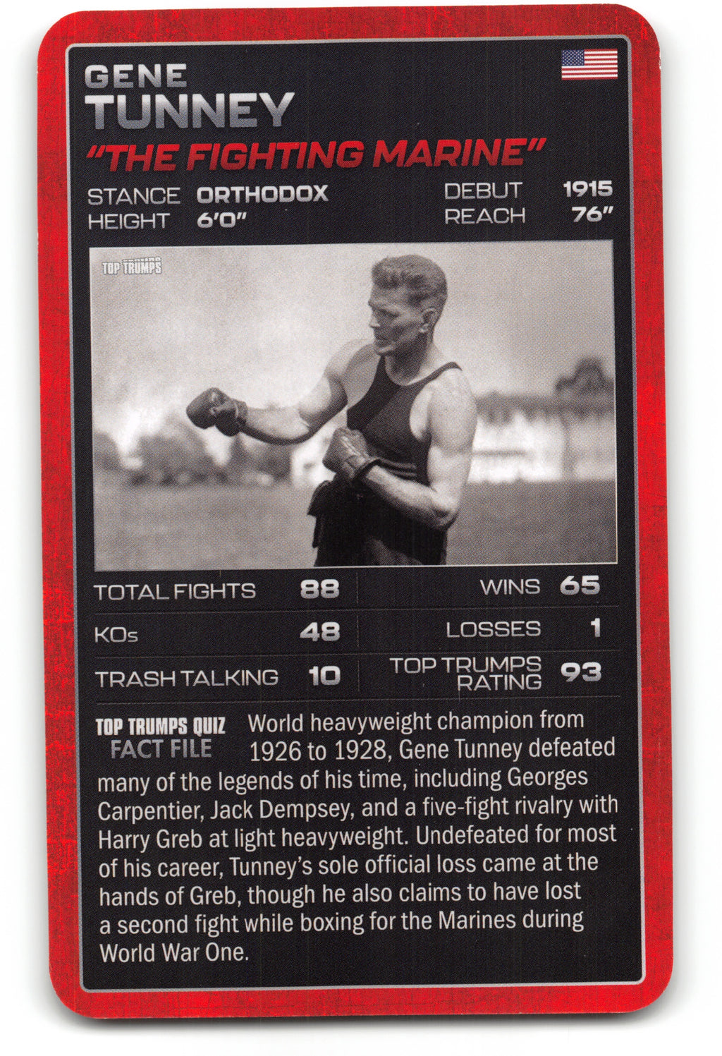 GENE TUNNEY 2024 Top Trumps Boxing Card BOXING ICONS "The Fighting Marine"