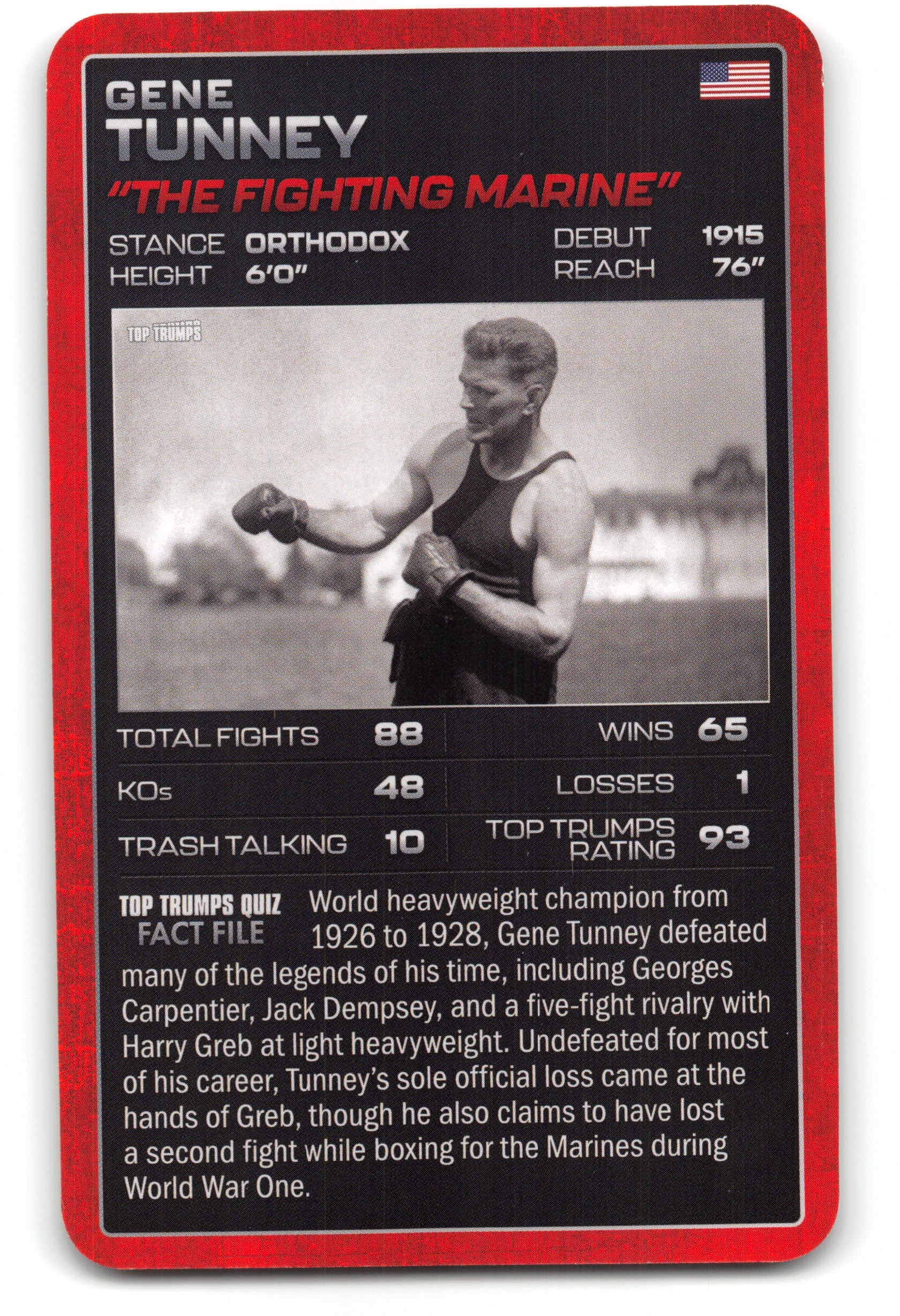 GENE TUNNEY 2024 Top Trumps Boxing Card BOXING ICONS "The Fighting Marine"