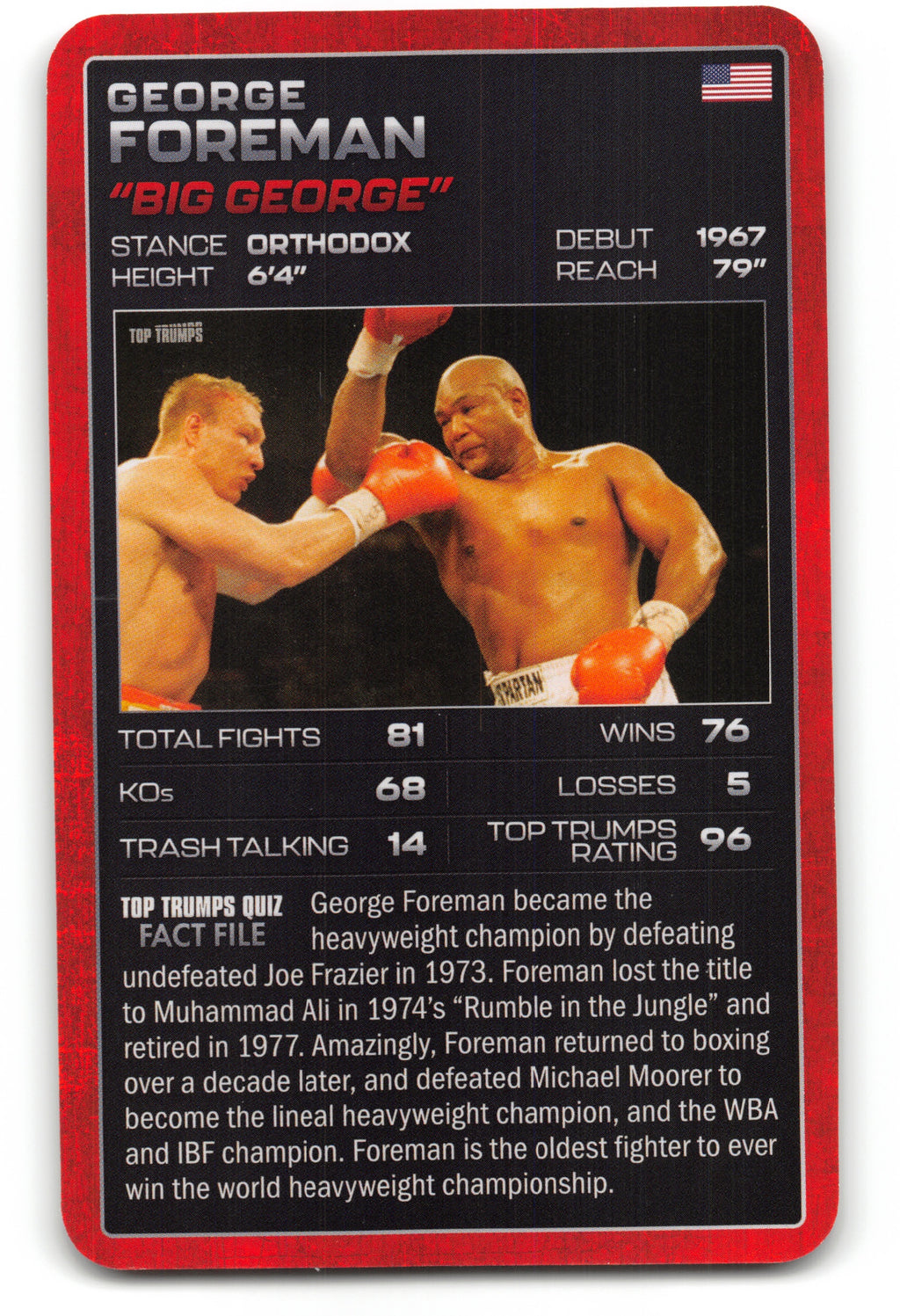GEORGE FOREMAN 2024 Top Trumps Boxing Card BOXING ICONS "Big George"