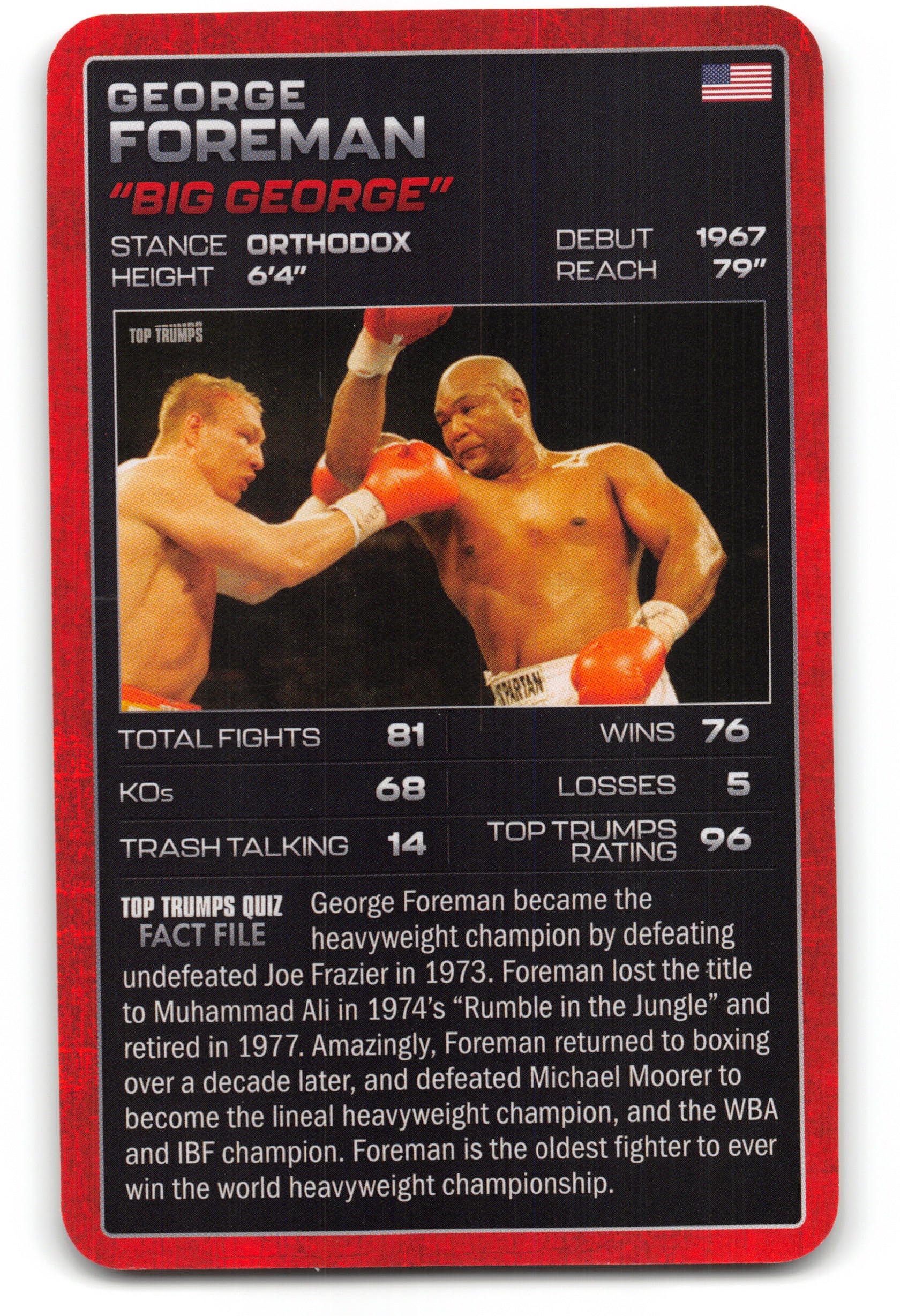 GEORGE FOREMAN 2024 Top Trumps Boxing Card BOXING ICONS "Big George"