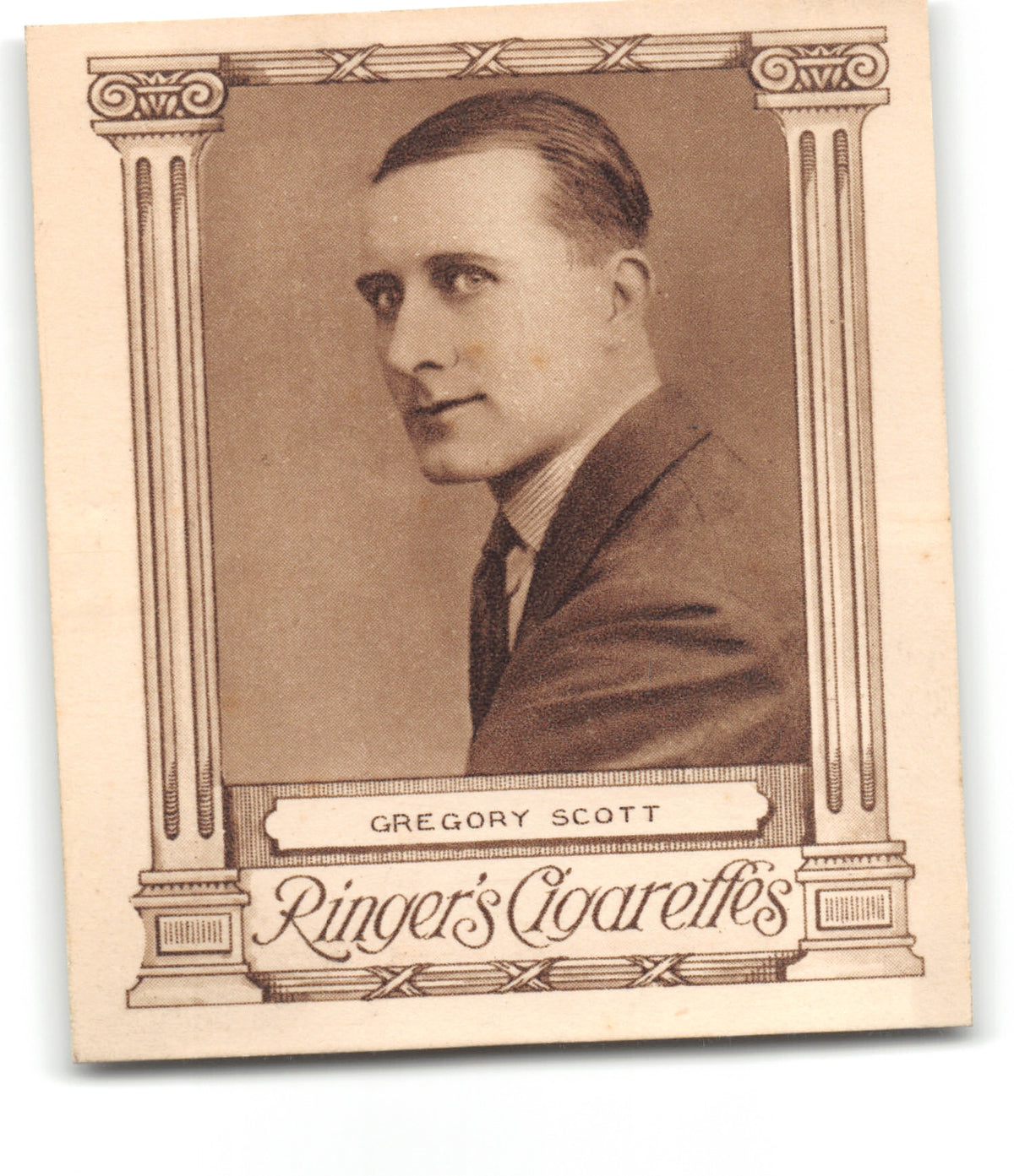1923 GREGORY SCOTT Ringer's Cigarettes CINEMA STARS (Large) Tobacco Card