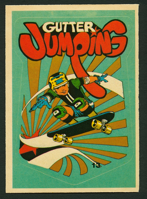 1978 Donruss BRUCE LOGAN All-Pro Skateboard Trading Card GUTTER JUMPING #13 (NM)