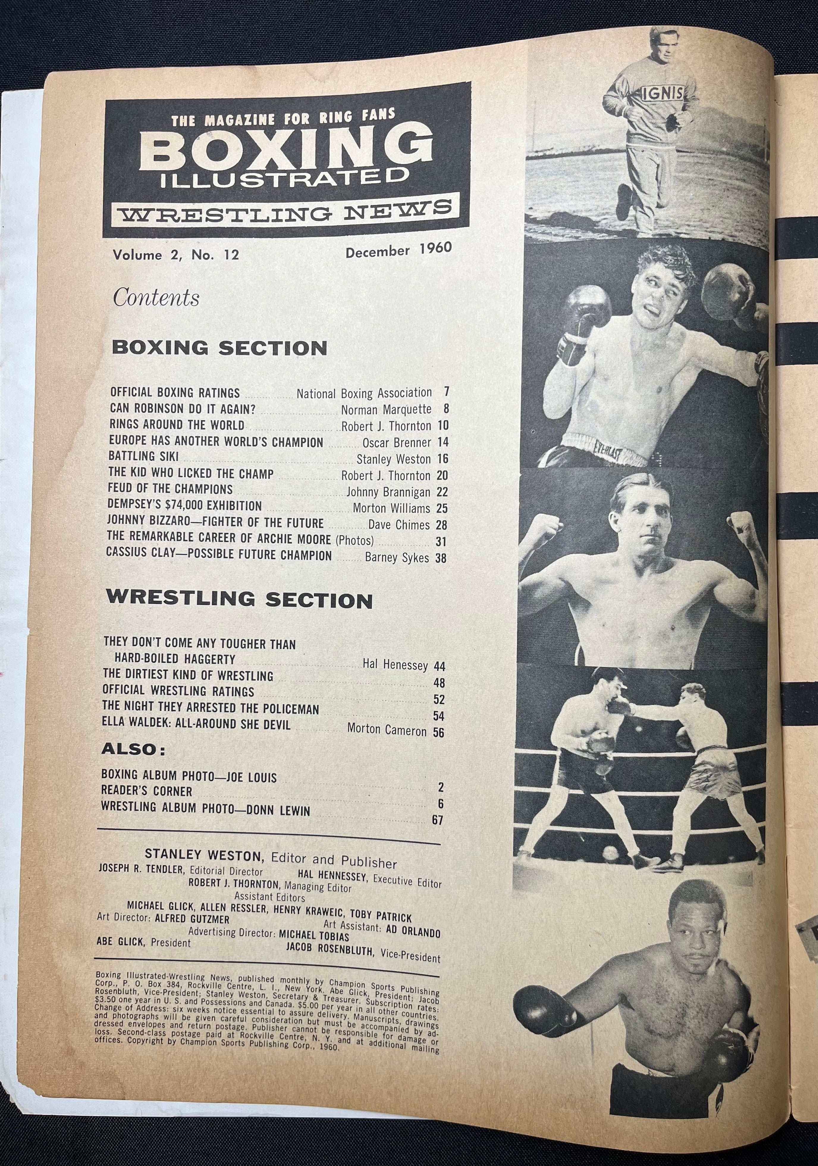 1960 December - Boxing Illustrated - Archie Moore on Cover, early Cassius Clay/Muhammad Ali feature article