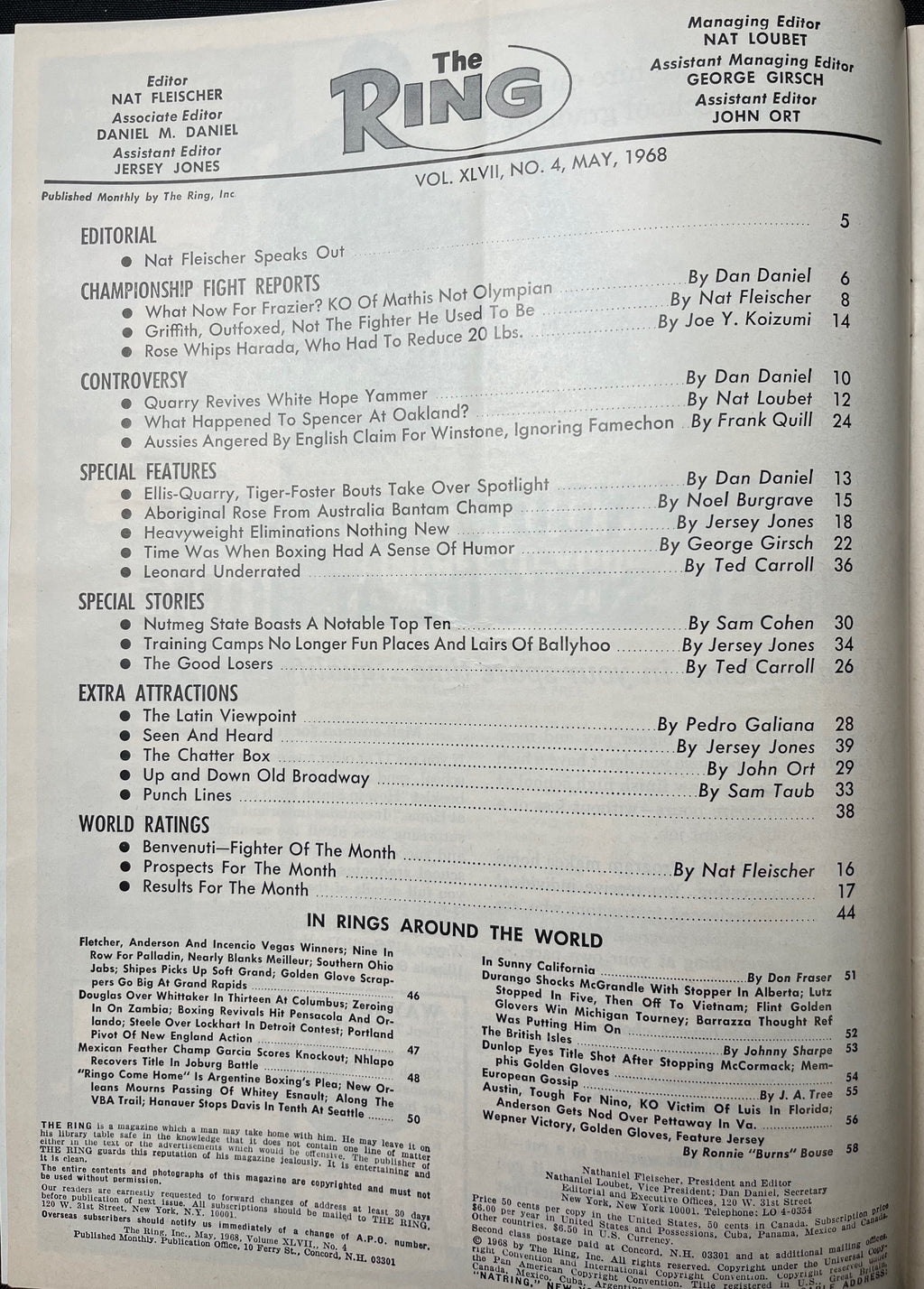 1968 May - The Ring Magazine - Jimmy Ellis vs. Jerry Quarry on cover