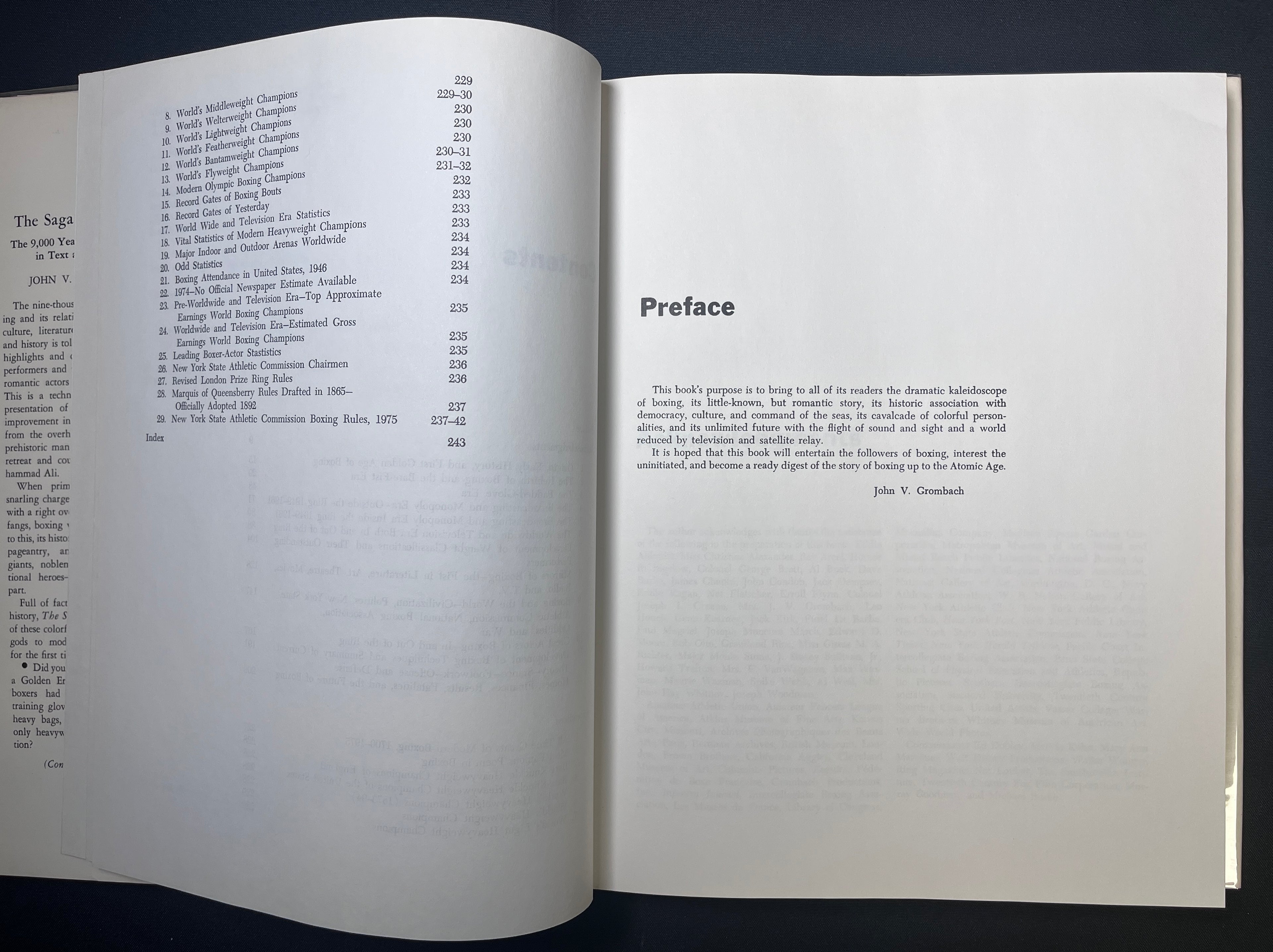 The Saga Of The Fist by John Grombach - 1977 Edition Boxing Book (Hardcover with Dustjacket) - "The 9000 Year Story of Boxing in Text and Pictures"