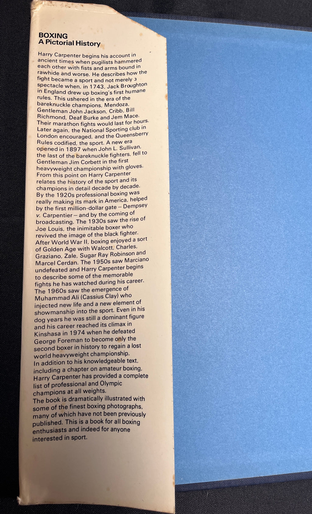 Boxing : A Pictorial History by Harry Carpenter with a foreword by Muhammad Ali - 1975 Edition Boxing Book (Hardcover w/ Dustjacket)