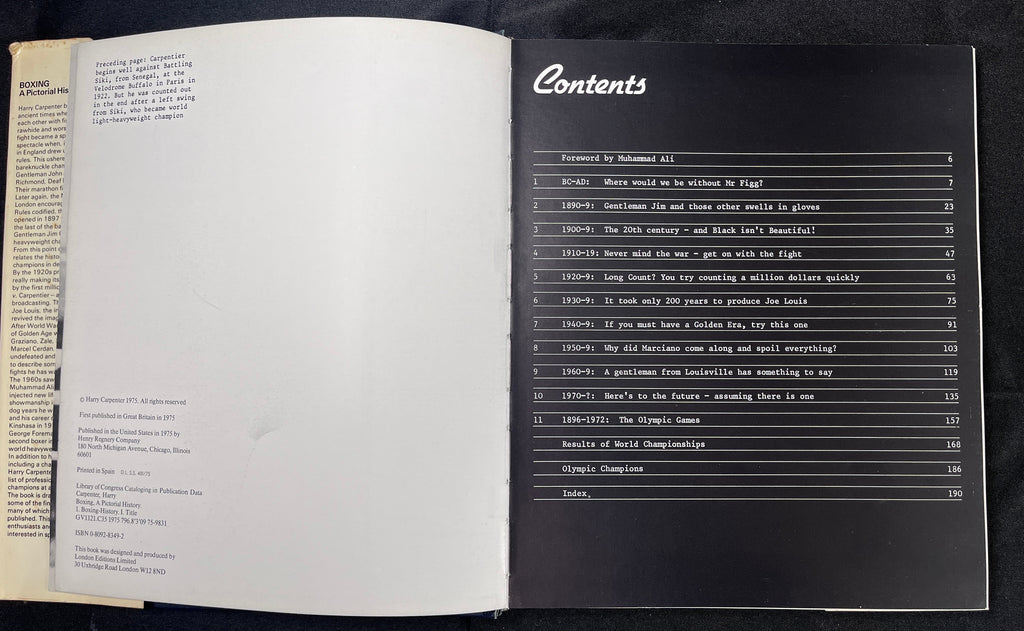 Boxing : A Pictorial History by Harry Carpenter with a foreword by Muhammad Ali - 1975 Edition Boxing Book (Hardcover w/ Dustjacket)