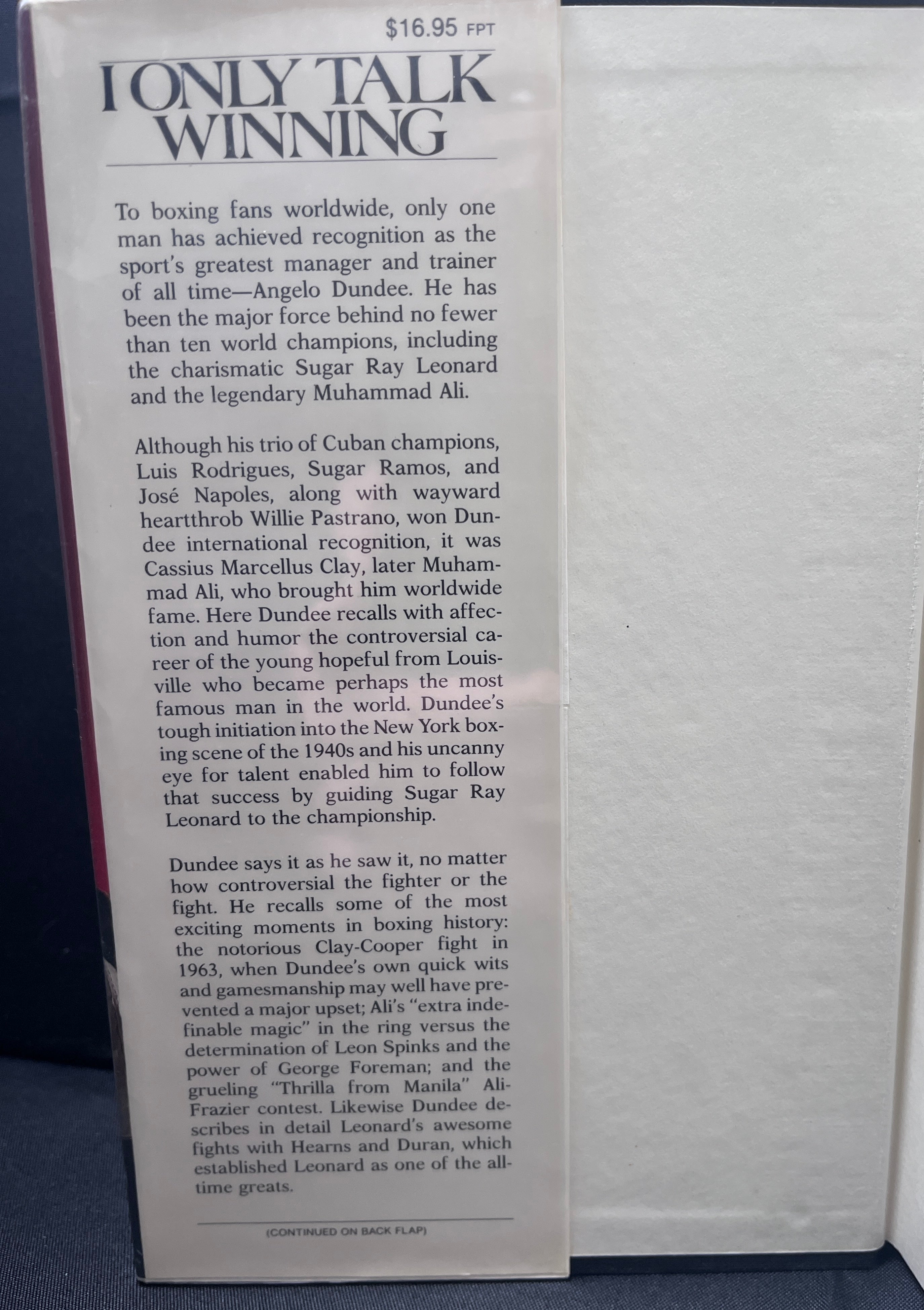 I Only Talk Winning by Angelo Dundee w/Mike Winters - 1985 Edition Boxing Book (Hardcover w/Dustjacket) Foreword by Howard Cosell