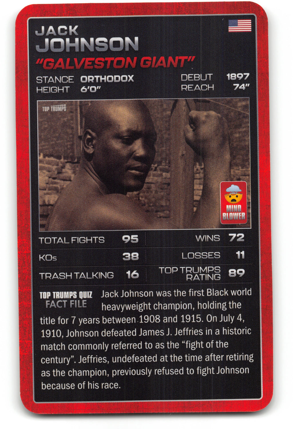 JACK JOHNSON 2024 Top Trumps Boxing Card BOXING ICONS "Galveston Giant"