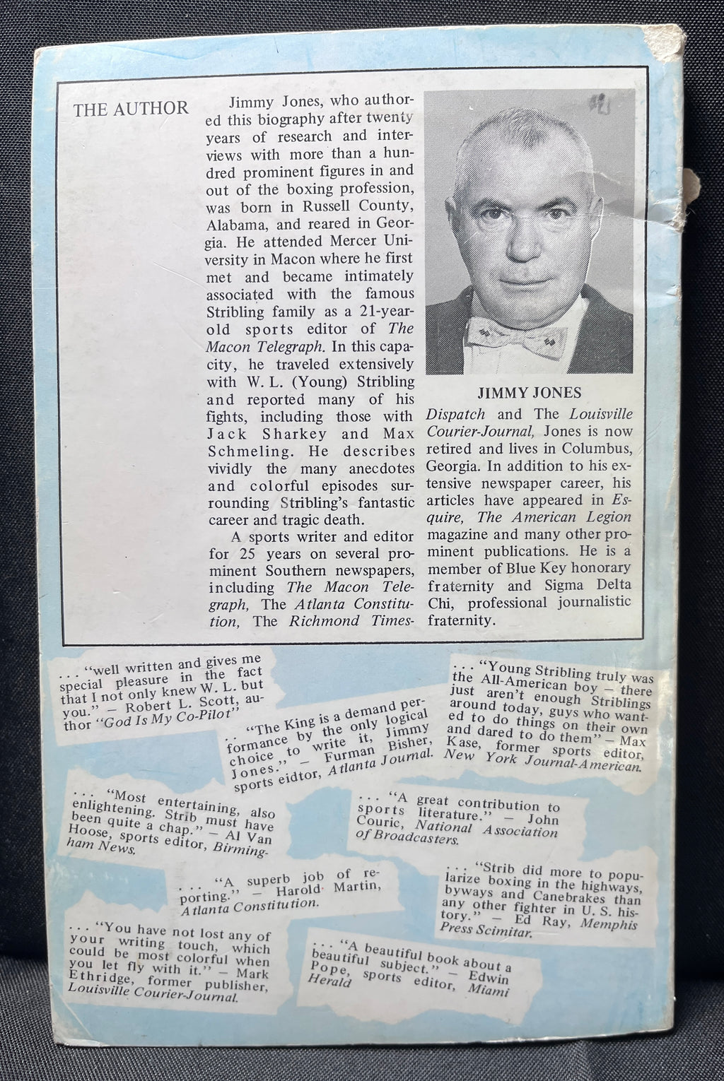 King Of The Canebakes : Biography of W.L. Young Stribling - 1969 Edition Boxing Book Signed by Author - Paperback