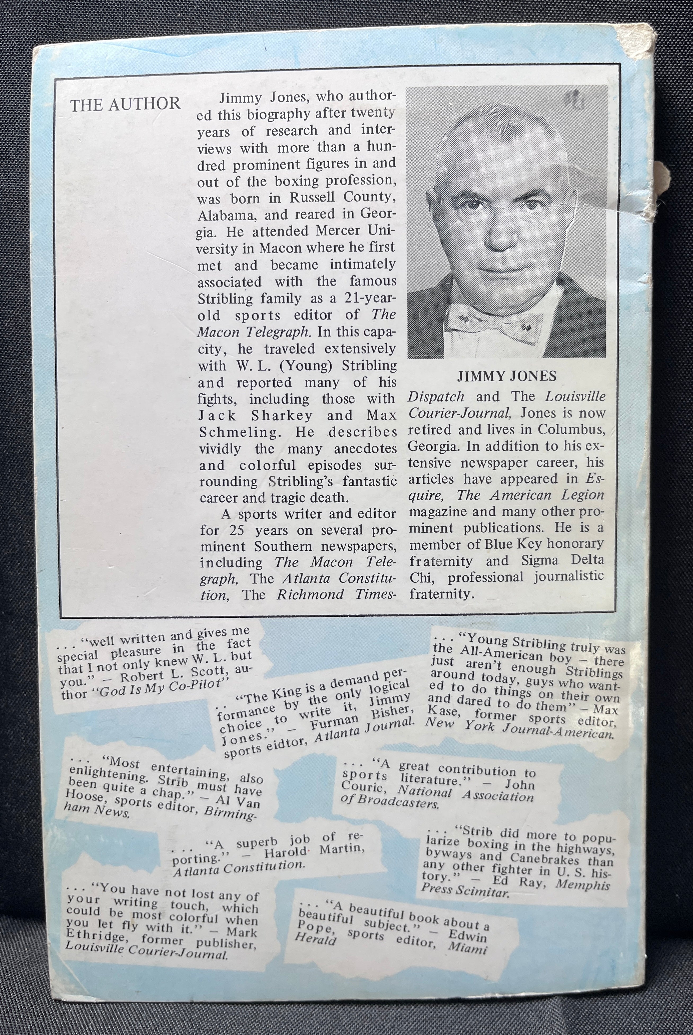 King Of The Canebakes : Biography of W.L. Young Stribling - 1969 Edition Boxing Book Signed by Author - Paperback