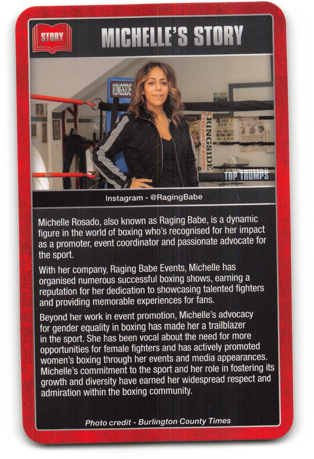 MICHELLE ROSADO 2024 Top Trumps Boxing Card BOXING ICONS "Raging Babe"