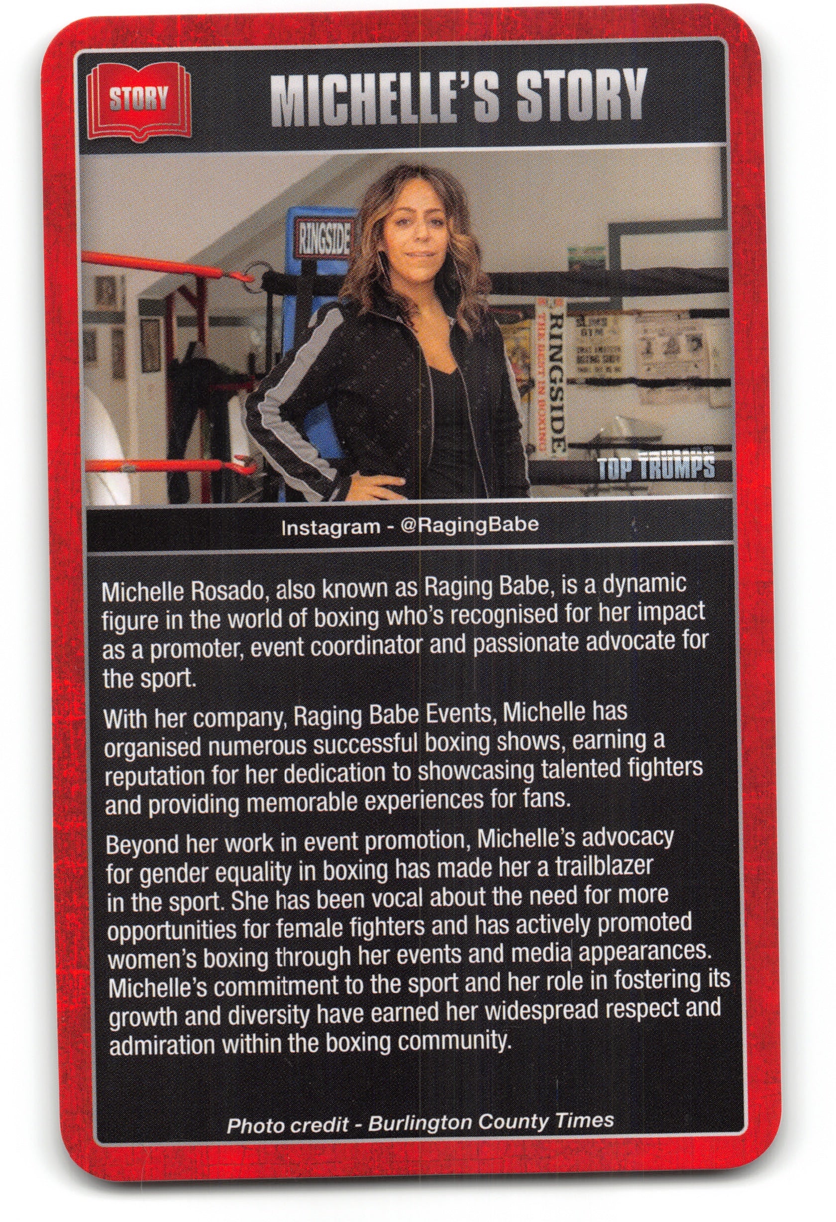 MICHELLE ROSADO 2024 Top Trumps Boxing Card BOXING ICONS "Raging Babe"