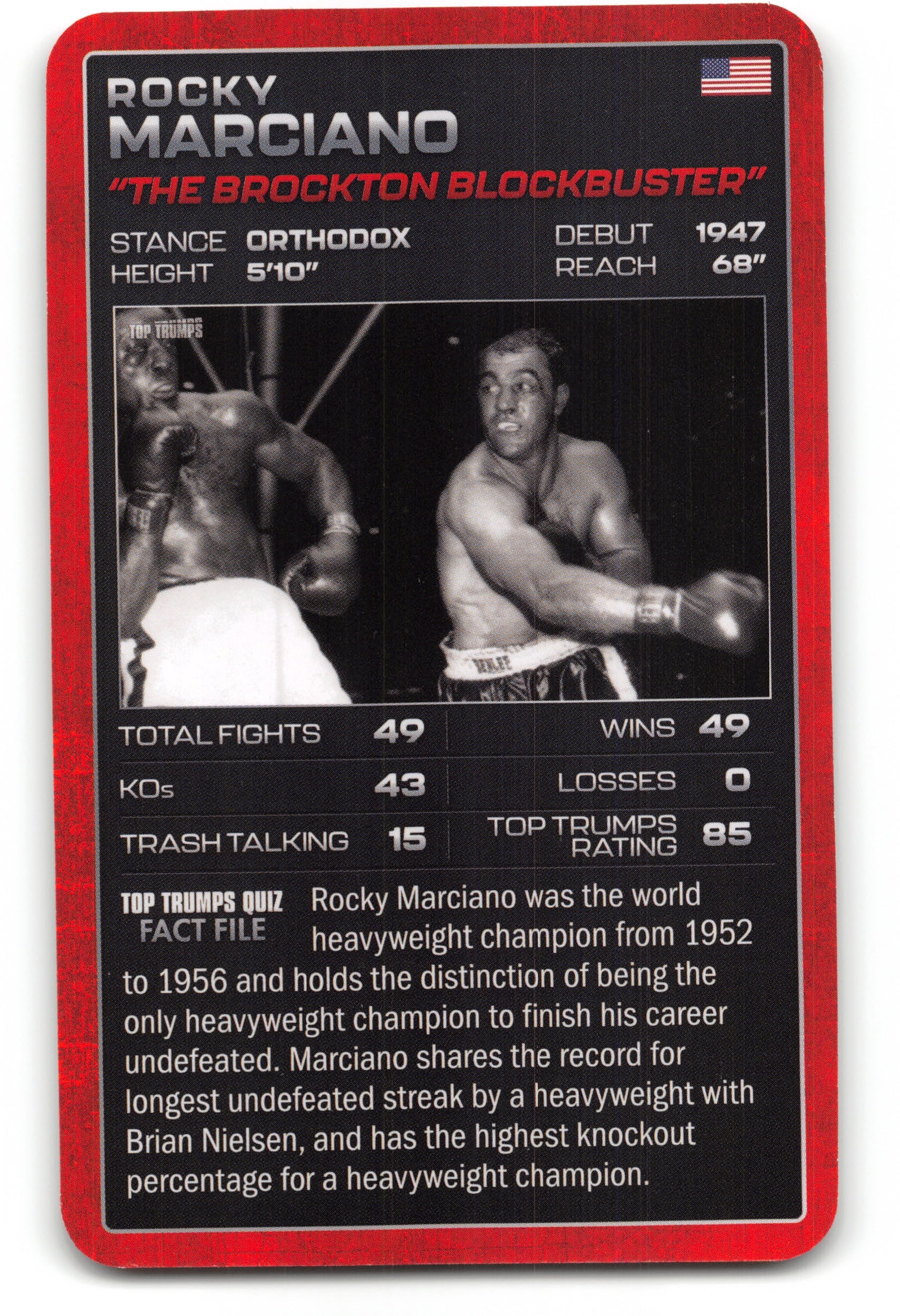 ROCKY MARCIANO 2024 Top Trumps Boxing Card BOXING ICONS "Brockton Blockbuster"