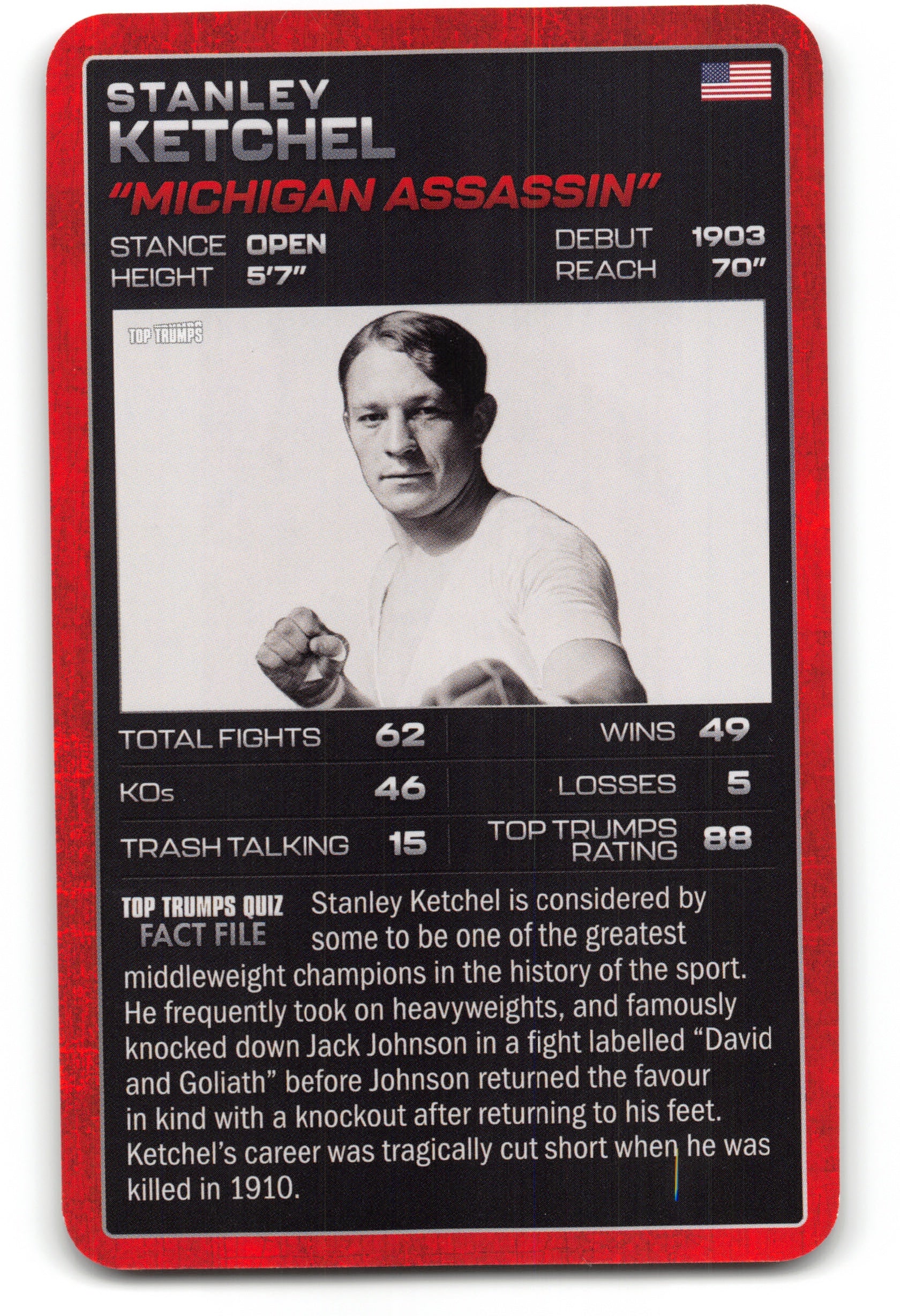 STANLEY KETCHEL 2024 Top Trumps Boxing Card BOXING ICONS "Michigan Assassin"