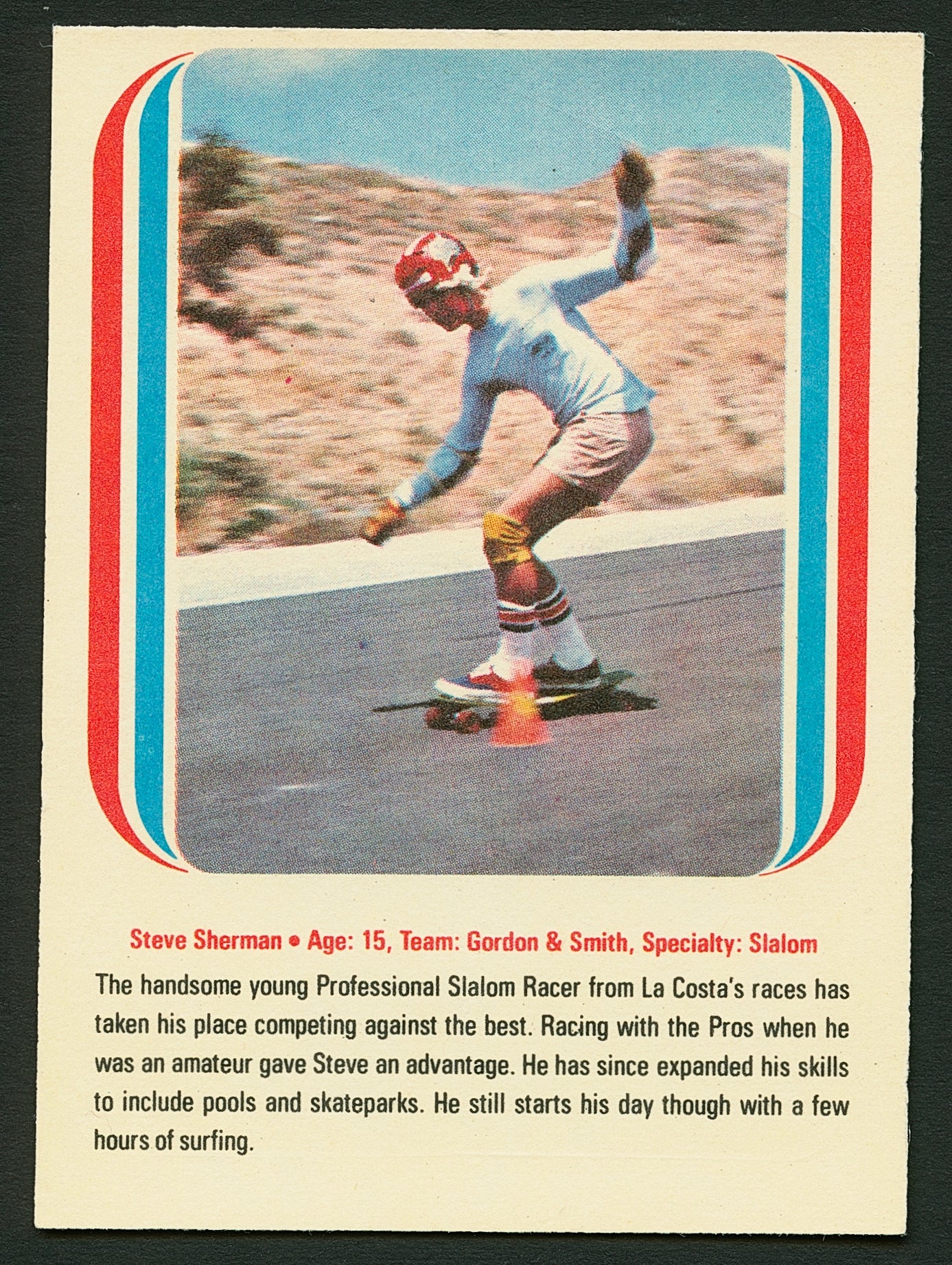 1978 Donruss STEVE SHERMAN All-Pro Skateboard Trading Card STOKED #21
