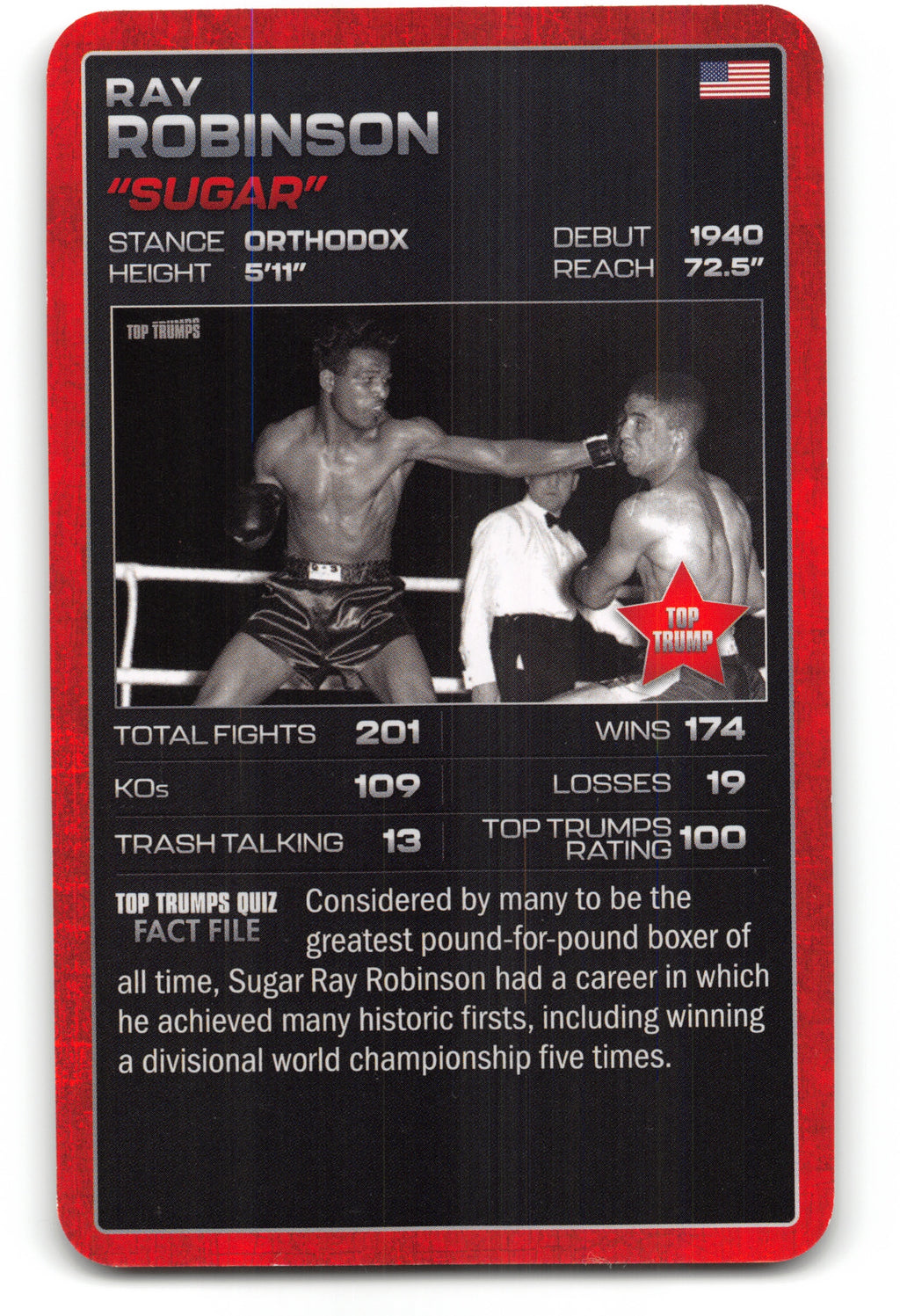 SUGAR RAY ROBINSON 2024 Top Trumps Boxing Card BOXING ICONS