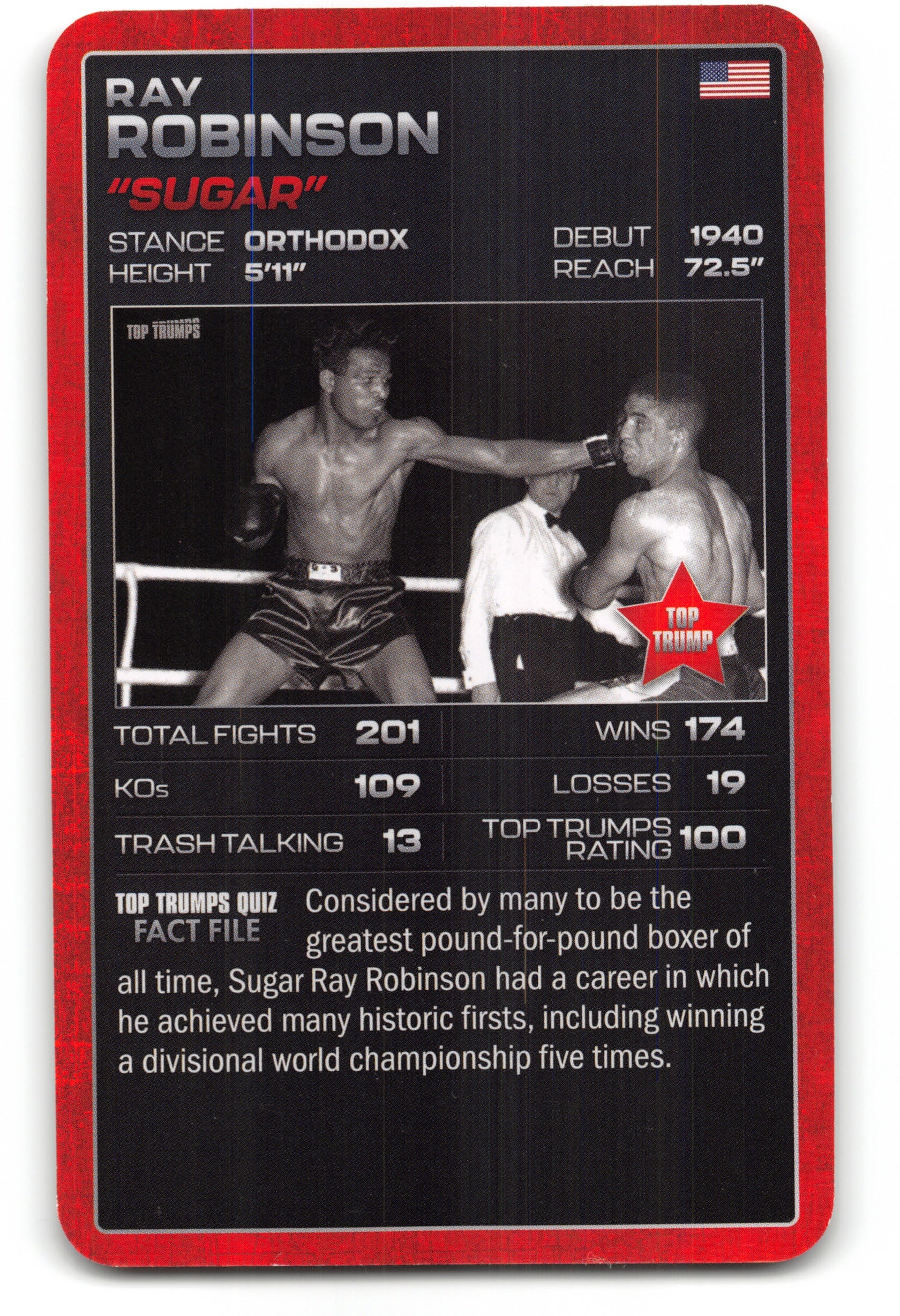 SUGAR RAY ROBINSON 2024 Top Trumps Boxing Card BOXING ICONS
