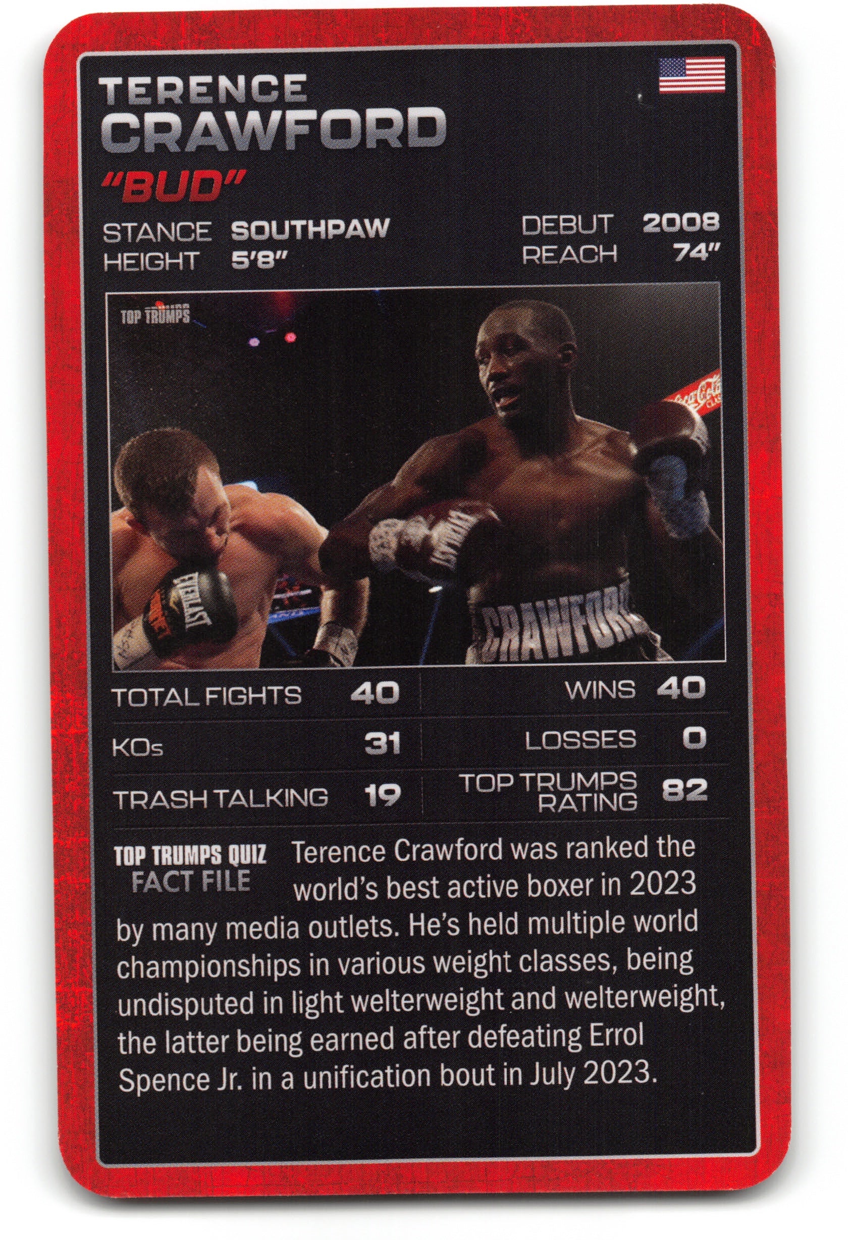 TERENCE CRAWFORD 2024 Top Trumps Boxing Card BOXING ICONS "Bud"