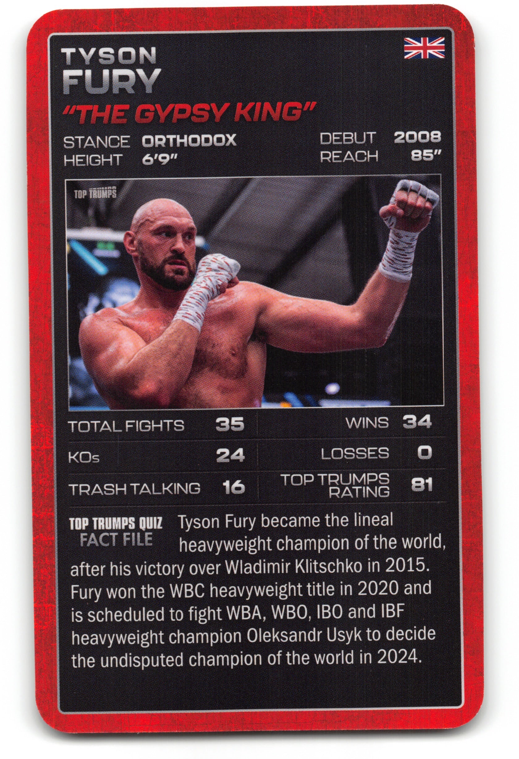 TYSON FURY 2024 Top Trumps Boxing Card BOXING ICONS "The Gypsy King"