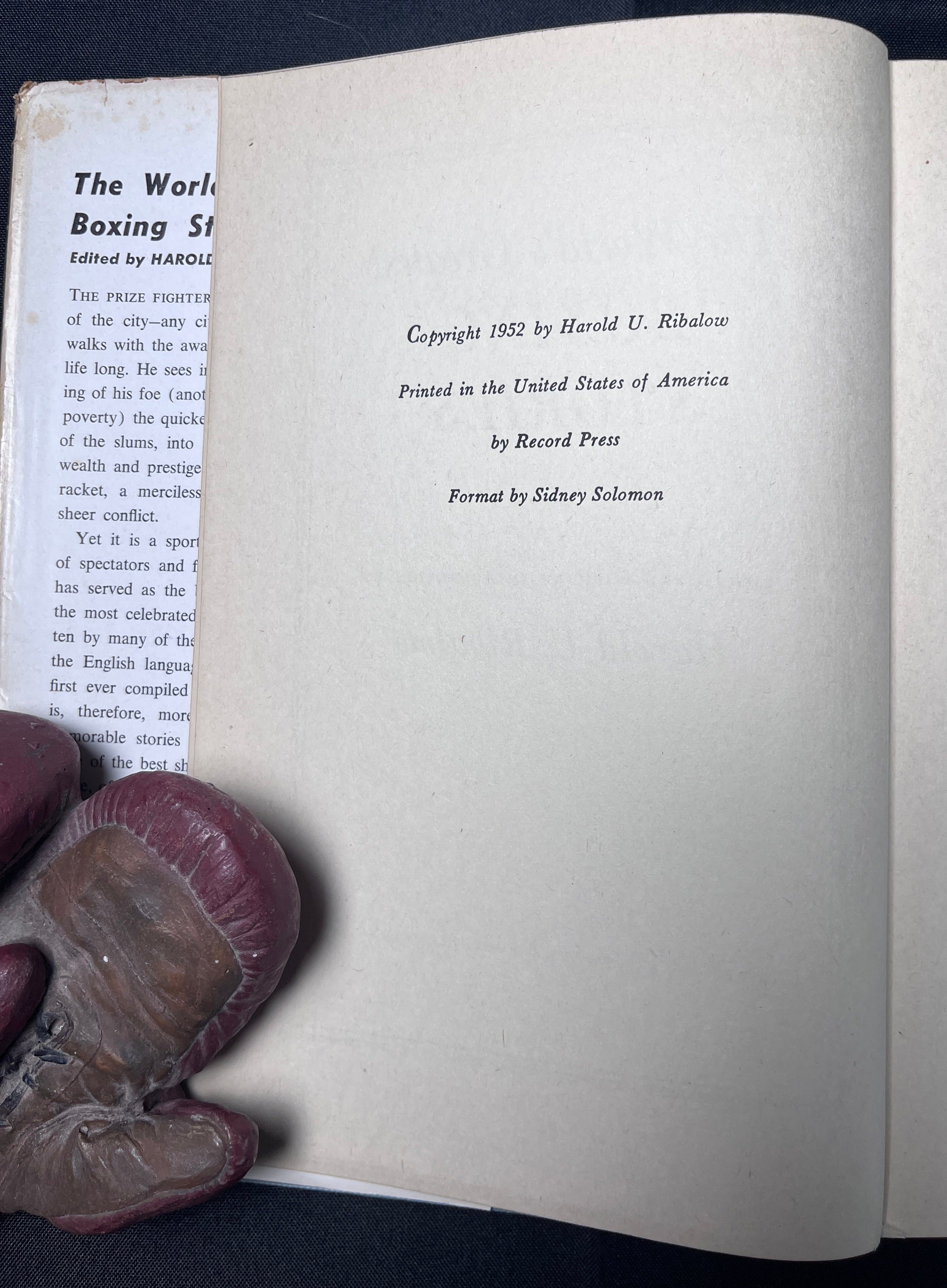 The World's Greatest Boxing Stories Edited by Harold U. Ribalow - 1952 Edition Boxing Book (Hardcover w/Dustjacket)