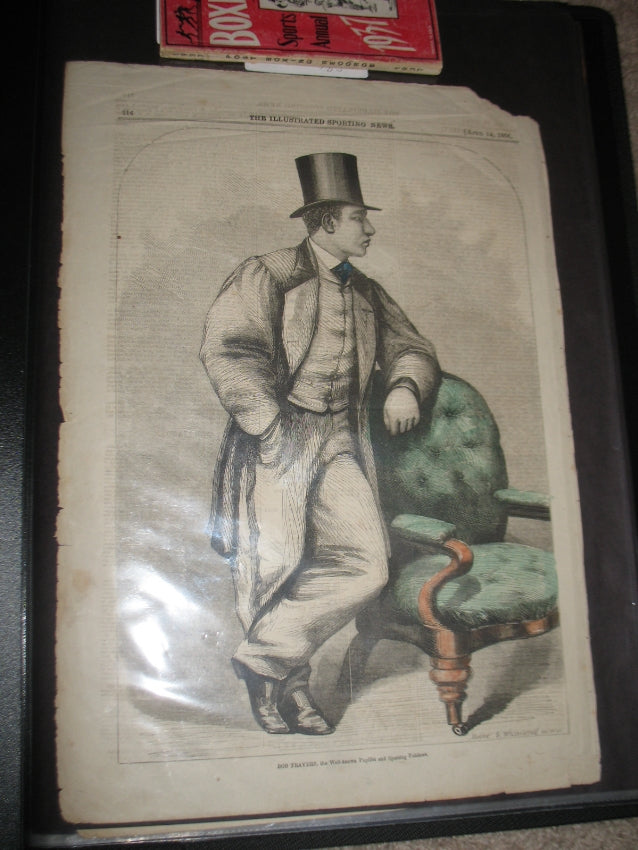 Bob Travers (black boxer) - Vintage 1866 Engraved Full-page Print - The Illustrated Sporting News