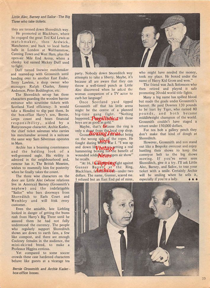Boxing News Clipping #151 - Ruben Olivares Boxing Game Ad, Bernie Grossmith, Archie Kasler