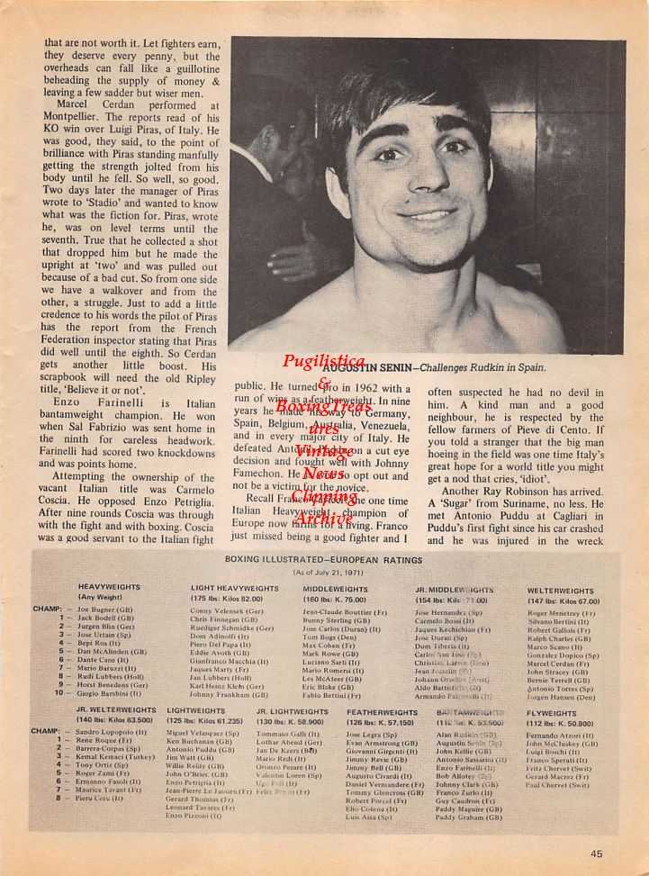 Boxing News Clipping #154 - Augustin Senin, Rodolfo Sabbatini