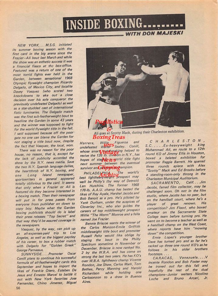 Boxing News Clipping #157 - Muhammad Ali vs. Scotty Mack, Kid Chissell with Jane Fonda