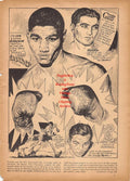 Boxing News Clipping #165 - Lem Franklin, Joey Maxim and Barney Ross Full Page Cartoon by Ted Carroll