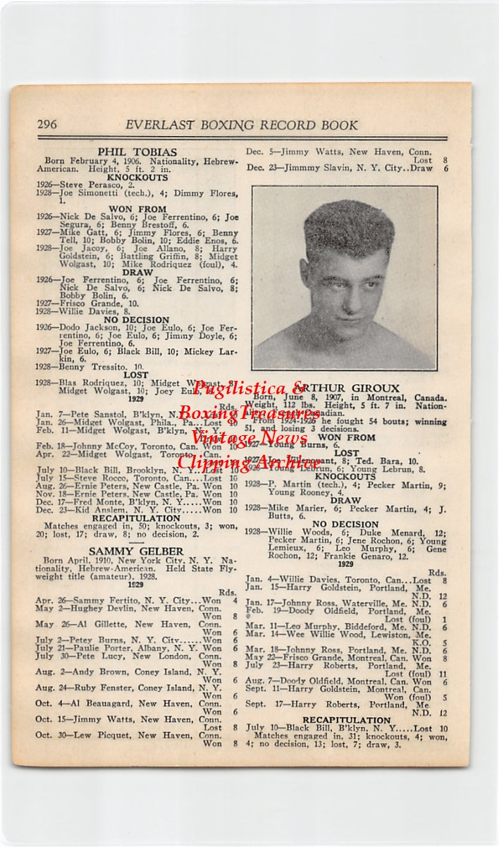 Boxing News Clipping #2602 - Willie LaMorte, Pete Sanstol, Arthur Giroux