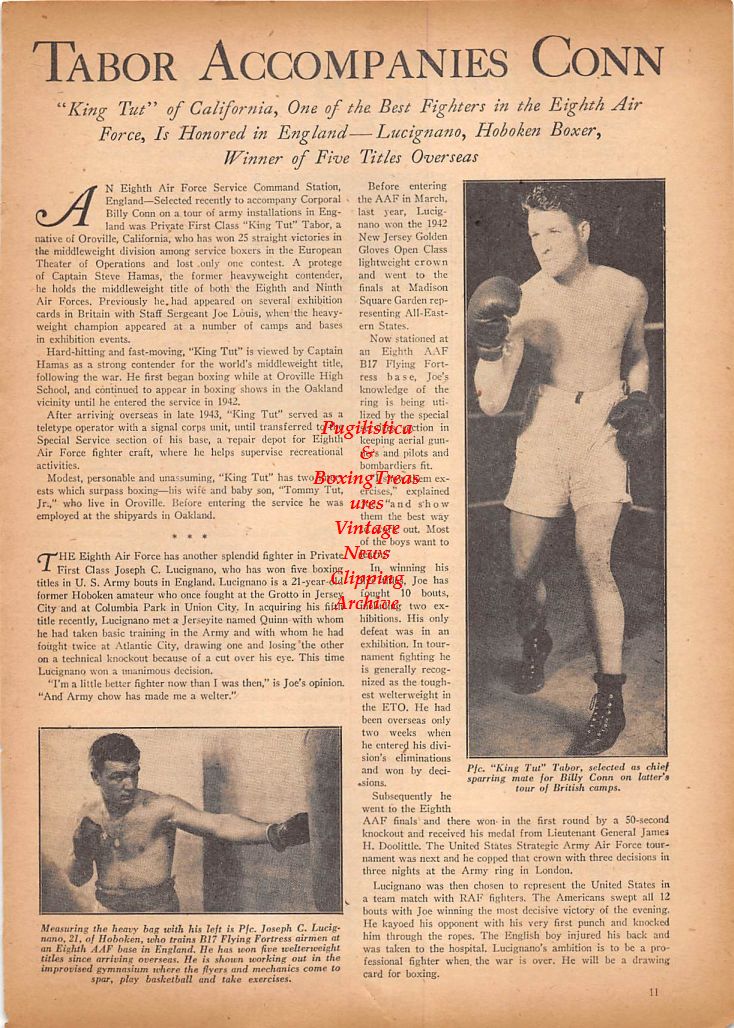 Boxing News Clipping #77 - "King Tut" Tabor, Joseph C. Lucignano, Billy Beuhuld