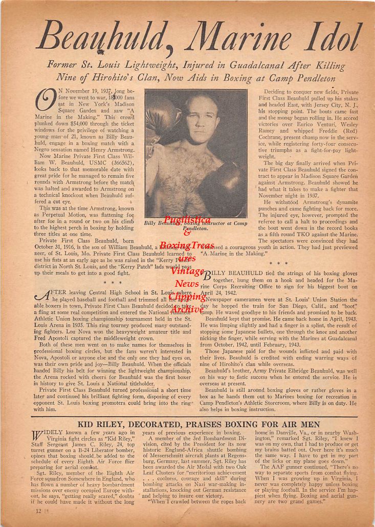 Boxing News Clipping #77 - "King Tut" Tabor, Joseph C. Lucignano, Billy Beuhuld