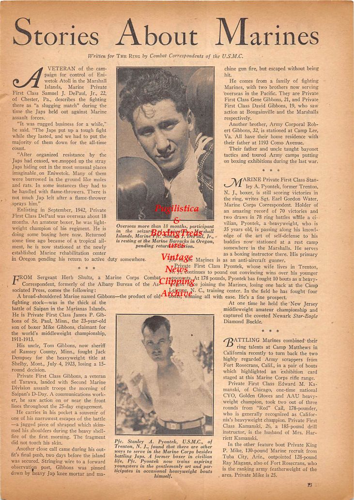 Boxing News Clipping #78 - Samuel J. DePaul Jr., Stanley Pyontek