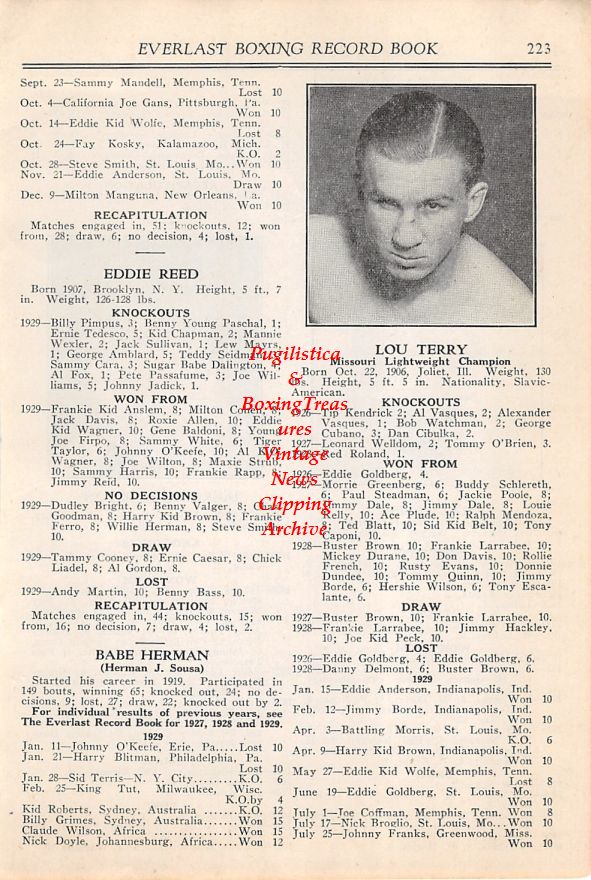 Boxing News Clipping #06 - Fritz Reppel, Jackie Pilkington, Lou Terry