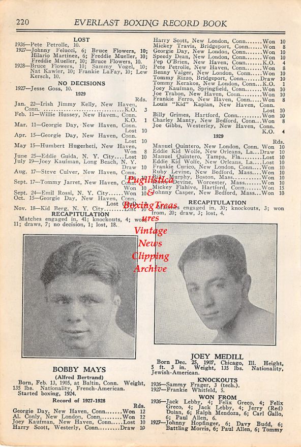 Boxing News Clipping #08 - Bobby Mays, Joey Medill, Herman Perlick, Henry Perlick