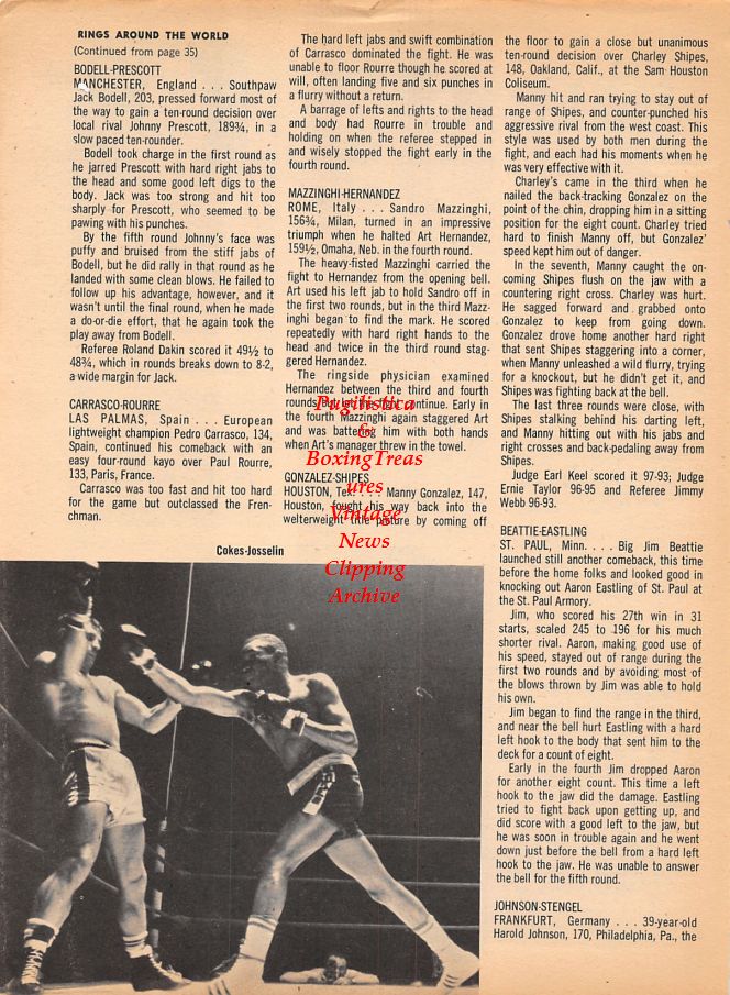 Boxing News Clipping #1003 - Curtis Cokes vs. Jean Josselin